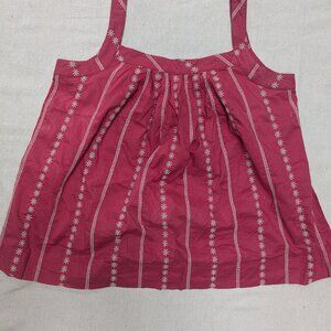 Michael Kors, Red, Embroidered Blouse, all Cotton Top, Size M/M